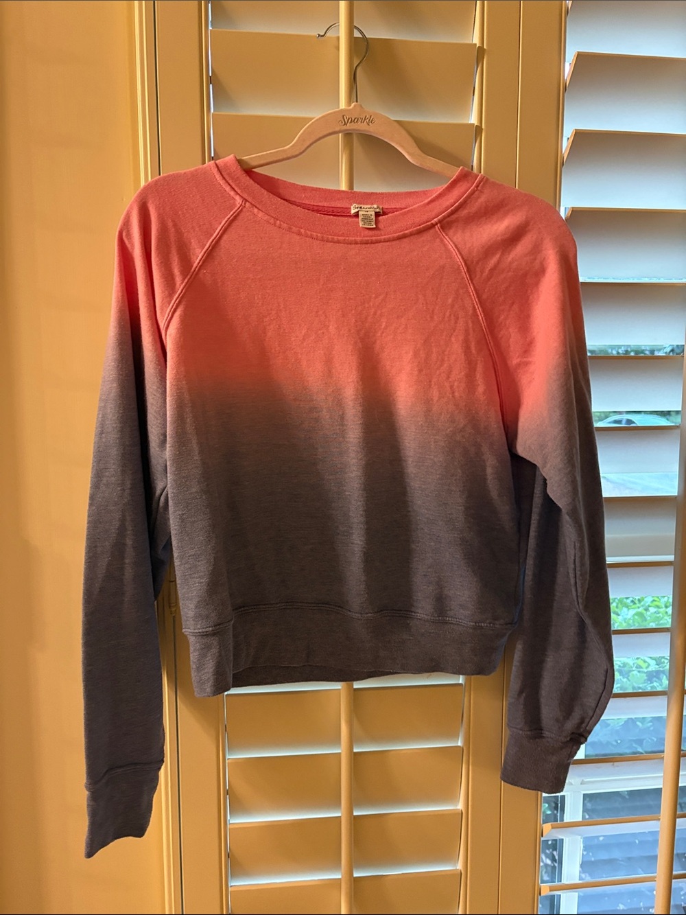 Splendid Pink-to-Gray Ombre Pullover Sweatshirt
